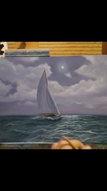 Как нарисовать яхту в море| морской пейзаж #шортс #art #shorts #short #shortvideo смотреть онлайн