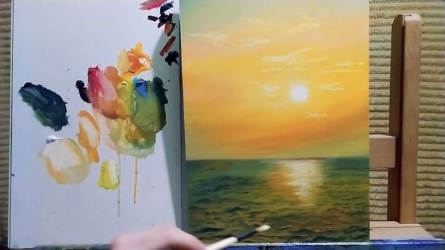 Как нарисовать парусник в море и закат|как легко нарисовать море морской пейзаж #уроки #artist #art смотреть онлайн