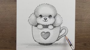 Как нарисовать милую собаку поэтапно карандашом - Простой урок рисования животных