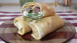 Яичные БЛИНЧИКИ с селедкой и СЫРОМ! Очень вкусно!