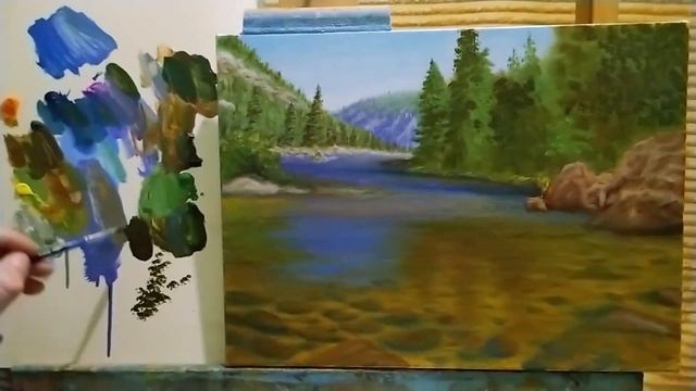 Легкий способ нарисовать прозрачную воду и блики|как нарисовать камни под водой легко #живопись смотреть онлайн