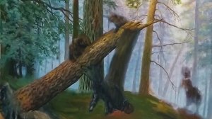 Пишем картину по мотивам И. Шишкина «Утро в сосновом лесу«часть 3 пишем кору маслом art пейзаж