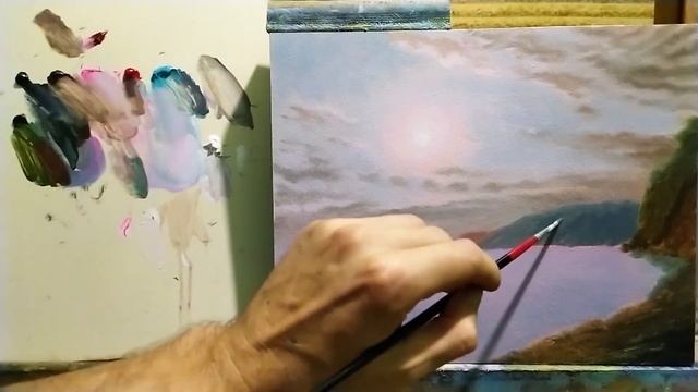 Морской пейзаж на закате ускоренно миниатюра |как нарисовать море морской пейзаж #уроки #art смотреть онлайн