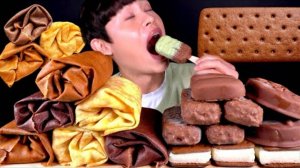 АСМР торт в виде полотенца и мороженое