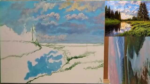 Как написать летнее небо маслом!как рисовать облака на закате смотреть онлайн