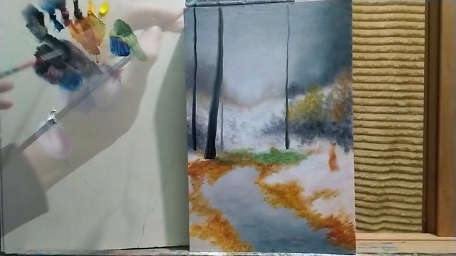 Как нарисовать лужу и отражение |как нарисовать снег | #живопись #art #уроки #арт смотреть онлайн