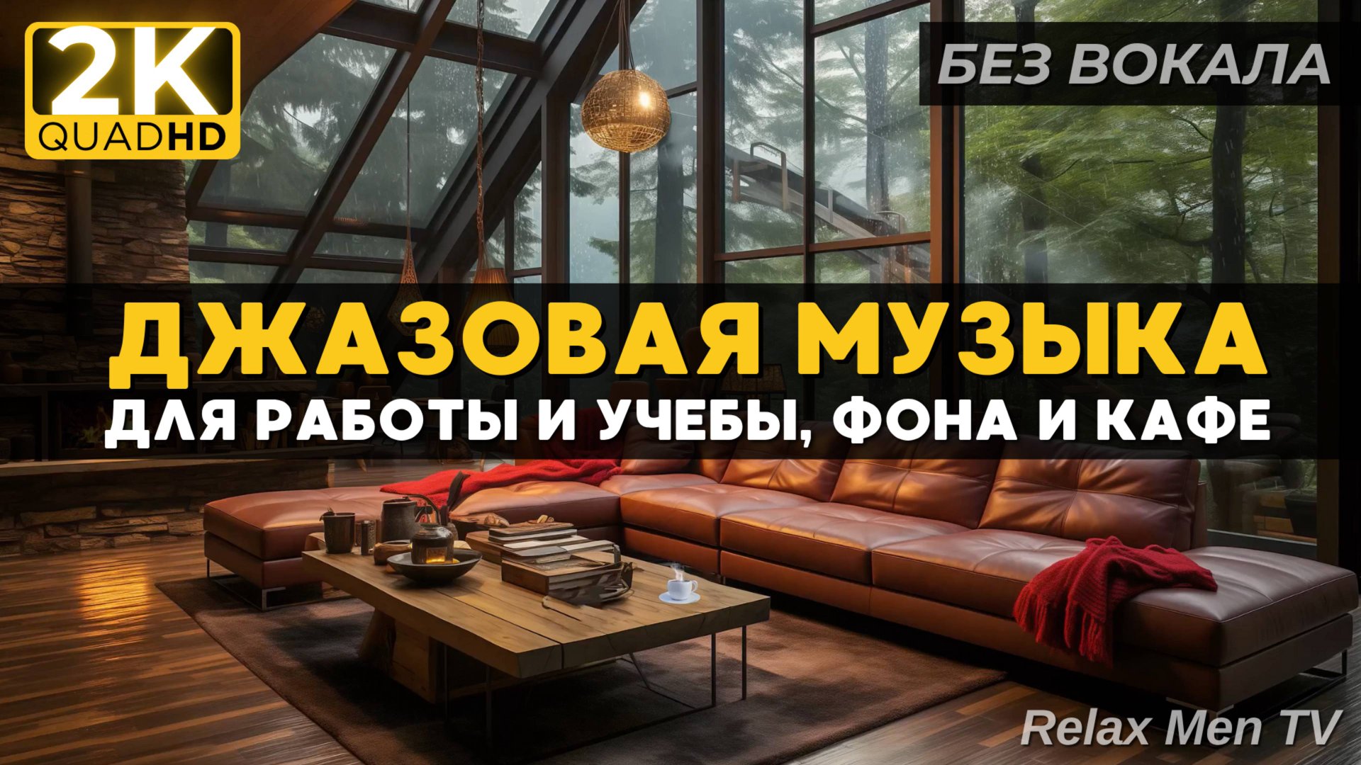 Расслабляющая джазовая инструментальная музыка для снятия стресса в лесной гостиной