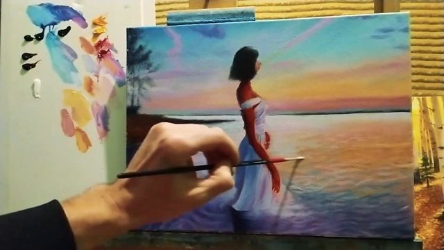 Девушка в воде маслом ускоренно|как рисовать фигуру человека #art #живопись смотреть онлайн