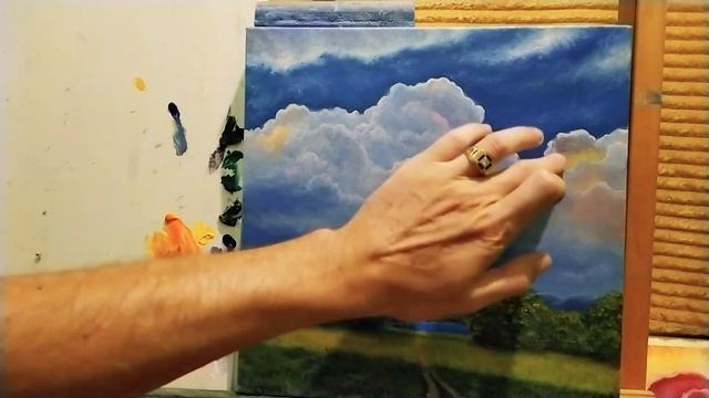 Рисуем теплые облака|Как нарисовать объемные облака|#art #живопись смотреть онлайн