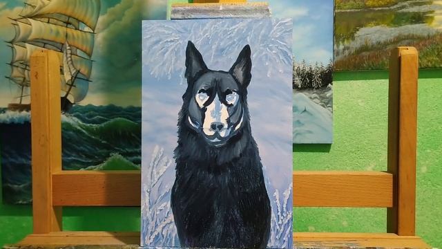 Как нарисовать собаку красками легко|сможет каждый|how to draw a dog смотреть онлайн