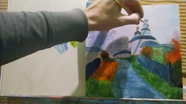 Как рисовать храм|как нарисовать село и церковь #живопись #art #уроки #арт смотреть онлайн