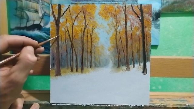 Первый снег миниатюра маслом art смотреть онлайн