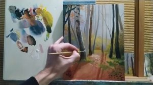 Объем и свет в картине|как нарисовать осенний пейзаж #живопись #art #уроки