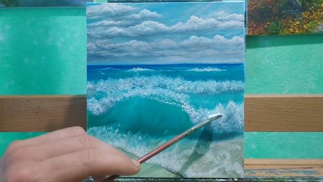 Как легко нарисовать Море|рисуем маслом волны и пену|How to easily draw Sea oil painting waves foam смотреть онлайн