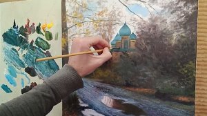 Как нарисовать дорогу и листья мастихином|пишем грязь на дороге мастихином #живопись #art #мастихин