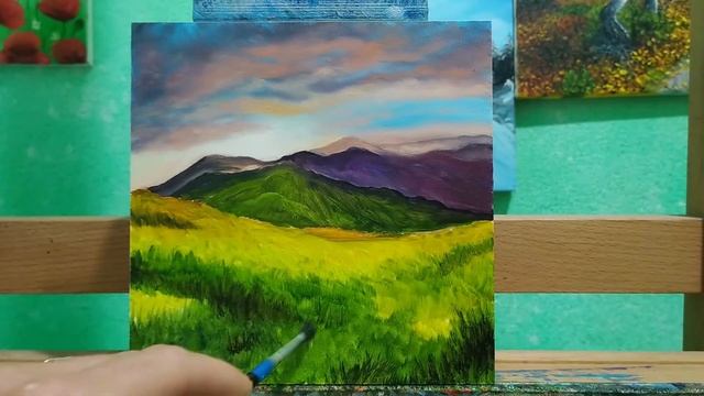 Картина маслом"Рассвет в горной долине"пишем горы,как рисовать рассвет в горах смотреть онлайн