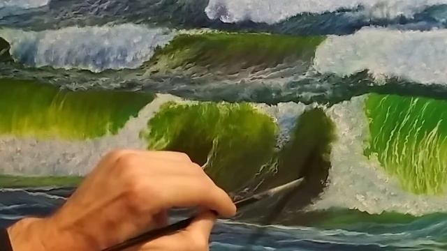 Как написать морской пейзаж маслом|рисуем море маслом|как рисовать волны смотреть онлайн