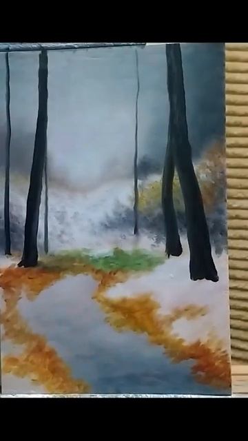 Зимний пейзаж #shorts #art #уроки смотреть онлайн