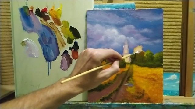 Дорога идущая к храму|как рисовать дорогу|как рисовать траву арт смотреть онлайн