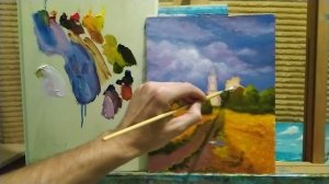 Дорога идущая к храму|как рисовать дорогу|как рисовать траву арт