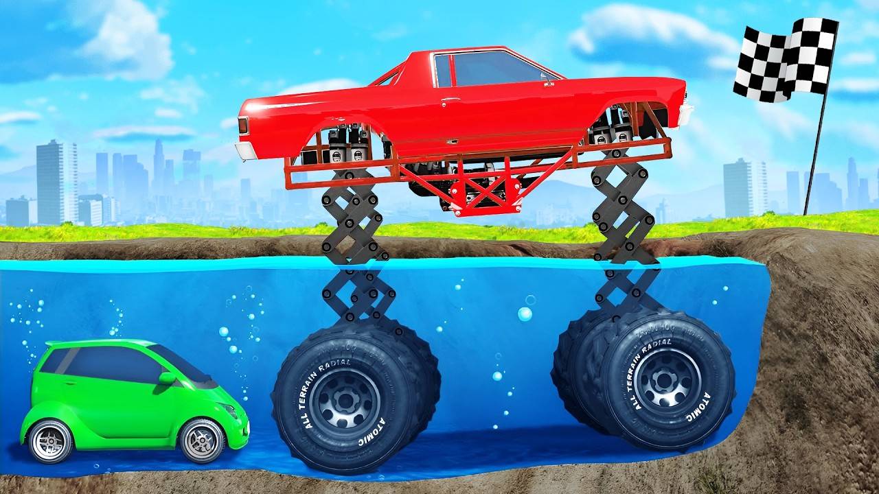 Сможет ли монстр трак проехать глубокую воду в гта 5 ? - эксперимент в gta 5 смотреть онлайн