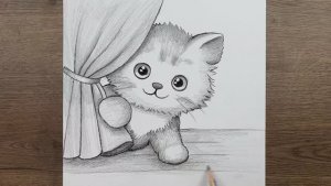 Как нарисовать обаятельную кошку карандашом