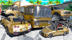 Угнал кучу золотых чит тачек и огромный монстр трак у мажора за 180 сек! Битва воров в ГТА 5 Онлайн