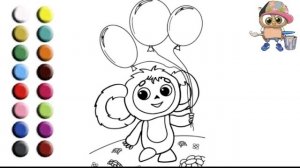 Раскраска для детей ЧЕБУРАШКА . КРОКОДИЛ ГЕНА И ЕГО ДРУЗЬЯ. Учим цвета. Мультик-раскраска.