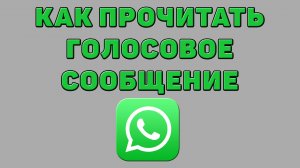 Как прочитать голосовое сообщение в Ватсапе