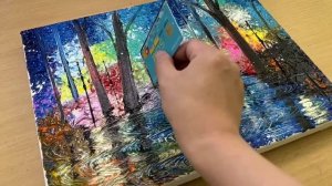 Рисуем вместе. Акриловыми красками дождливый день.