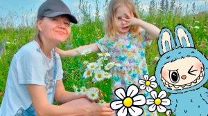Огород, клубника, миллион ромашек и маленький Лабубу