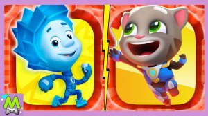 Фиксики против Говорящего Том.Погоня за Енотами и Монетами.Нолик и Супер Том в Играх Бегалках