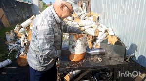 Работа винтового дровокола