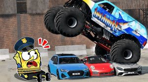 Мультики для детей про Губку Боба. Полиция против маленькой машины 🚓 Мультики для малышей