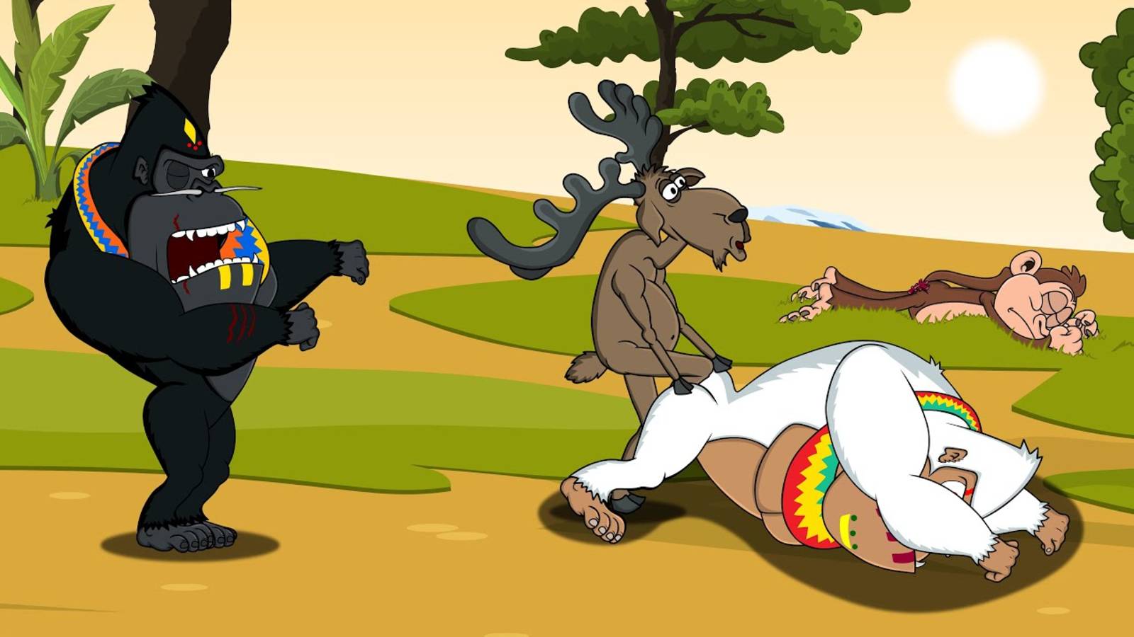 Анекдот про зверей. Как Лось в Африке Гориллам Засандалил. Мультанекдот смотреть онлайн
