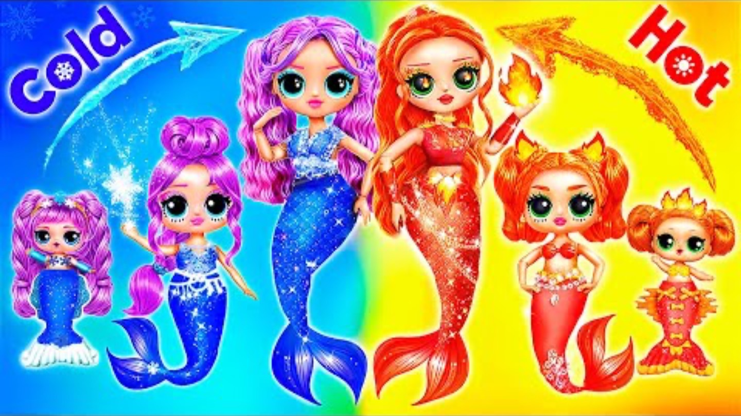 Сёстры Русалки растут! Горячая и Холодная! Идеи для кукол ЛОЛ ОМГ! смотреть онлайн