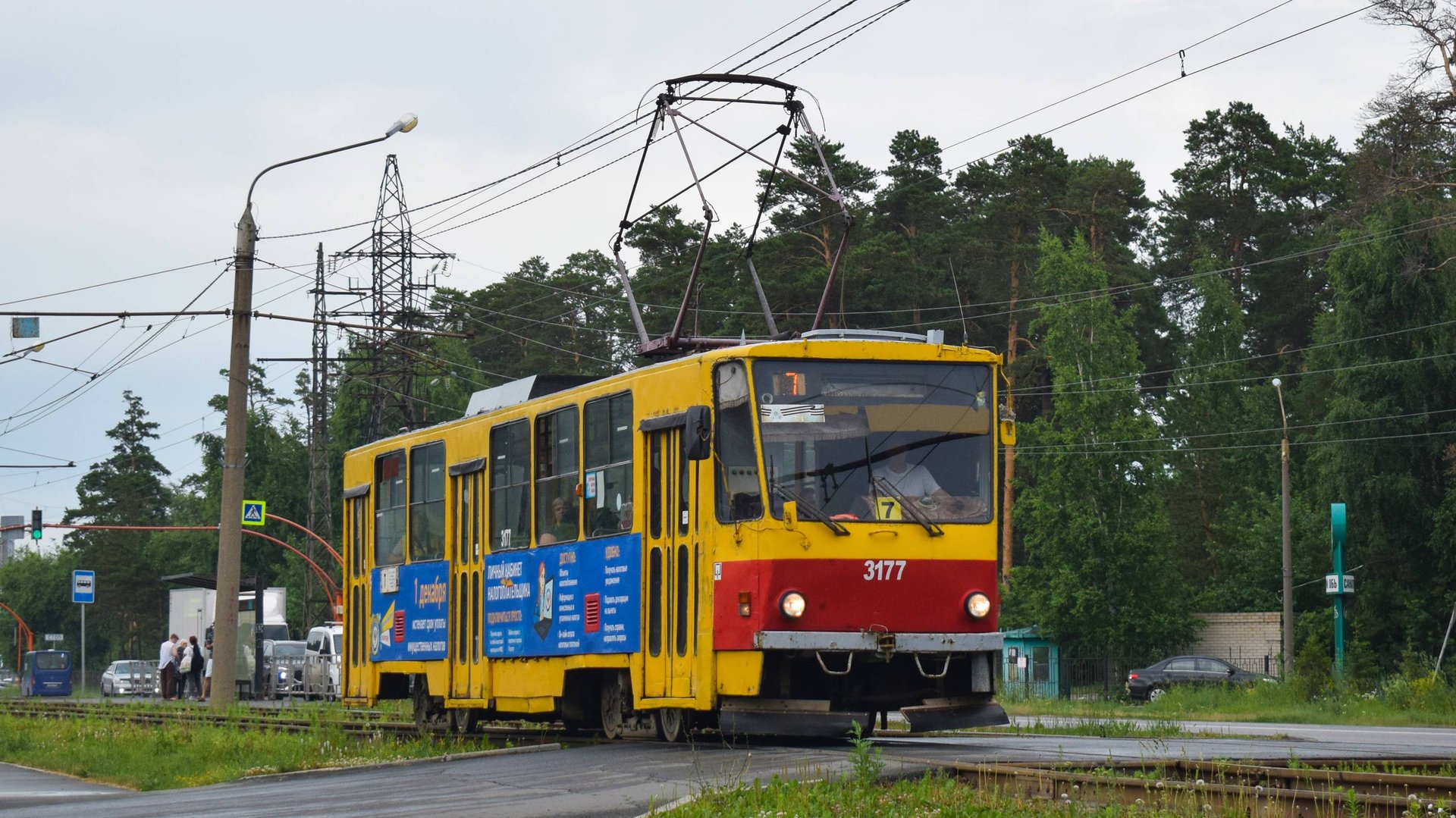 Трамвай Tatra T6B5SU-3177. Покатушки по Барнаулу.
