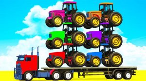 Мультики про Тракторы на Автовозе Учим Цвета с Машинками Развивающее Детское Видео и Детские Песенки