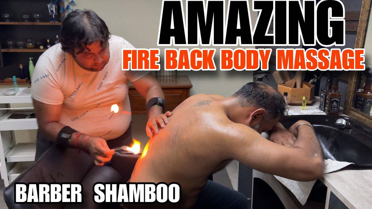 Asmr head massage, fire back body massage by Indian barber Shamboo смотреть онлайн
