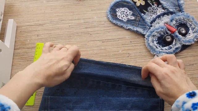 Джинсовая сумка своими руками. Сумка-сова. bag of jeans. Сумка на каждый день. Совенок из джинсы