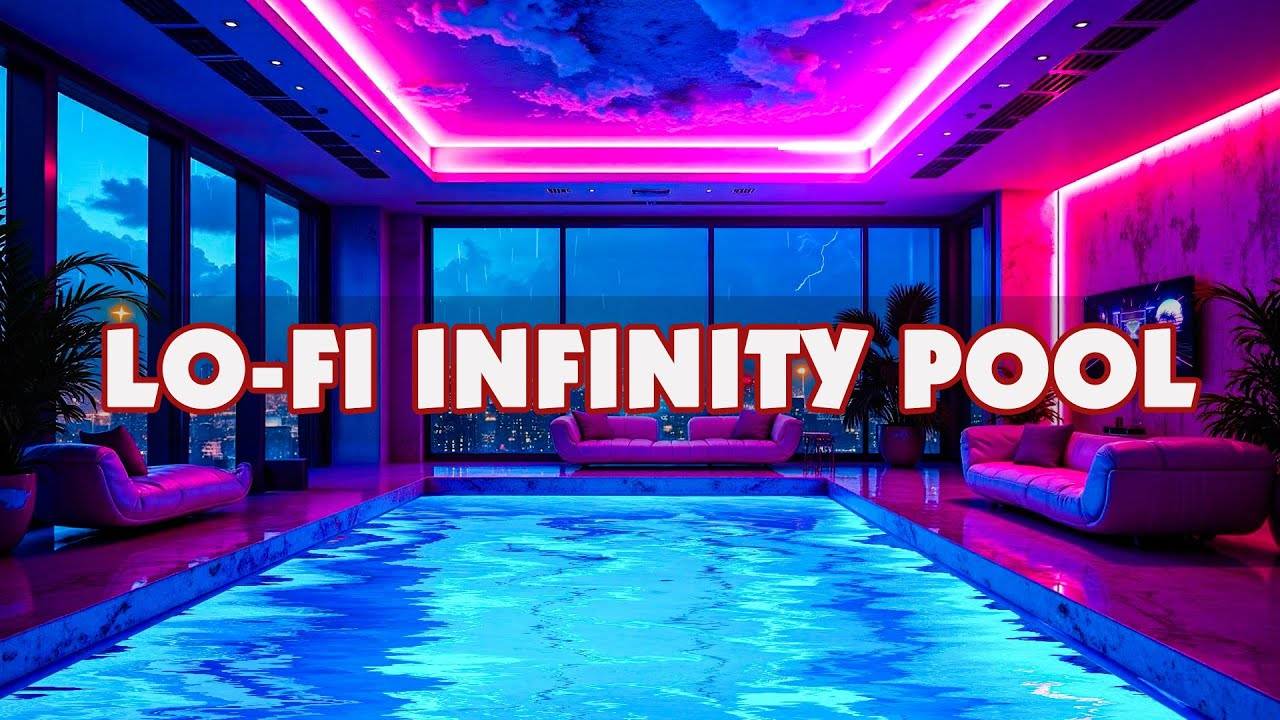 Lofi Hip Hop Beats 🥼 Infinity Pool in a Modern Living Room 🌆 Relaxing Lofi Rain Playlist смотреть онлайн