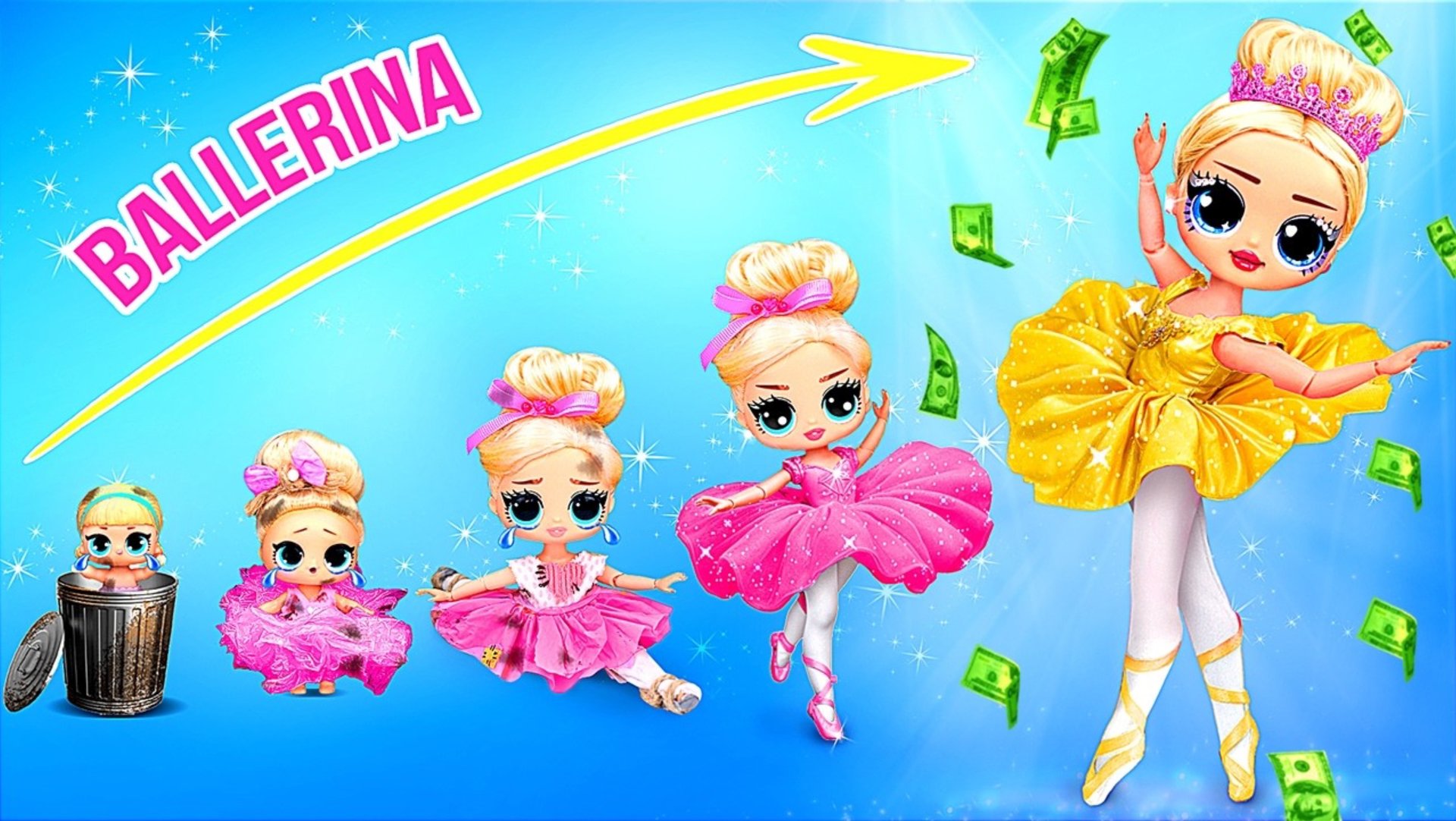 Балерина ЛОЛ растет из бедной в богатую! Идеи и поделки для кукол смотреть онлайн
