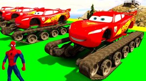 Тачки Танк Молния Маккуин Транспорт Человек-паук Мультфильм для детей Мультики про машинки