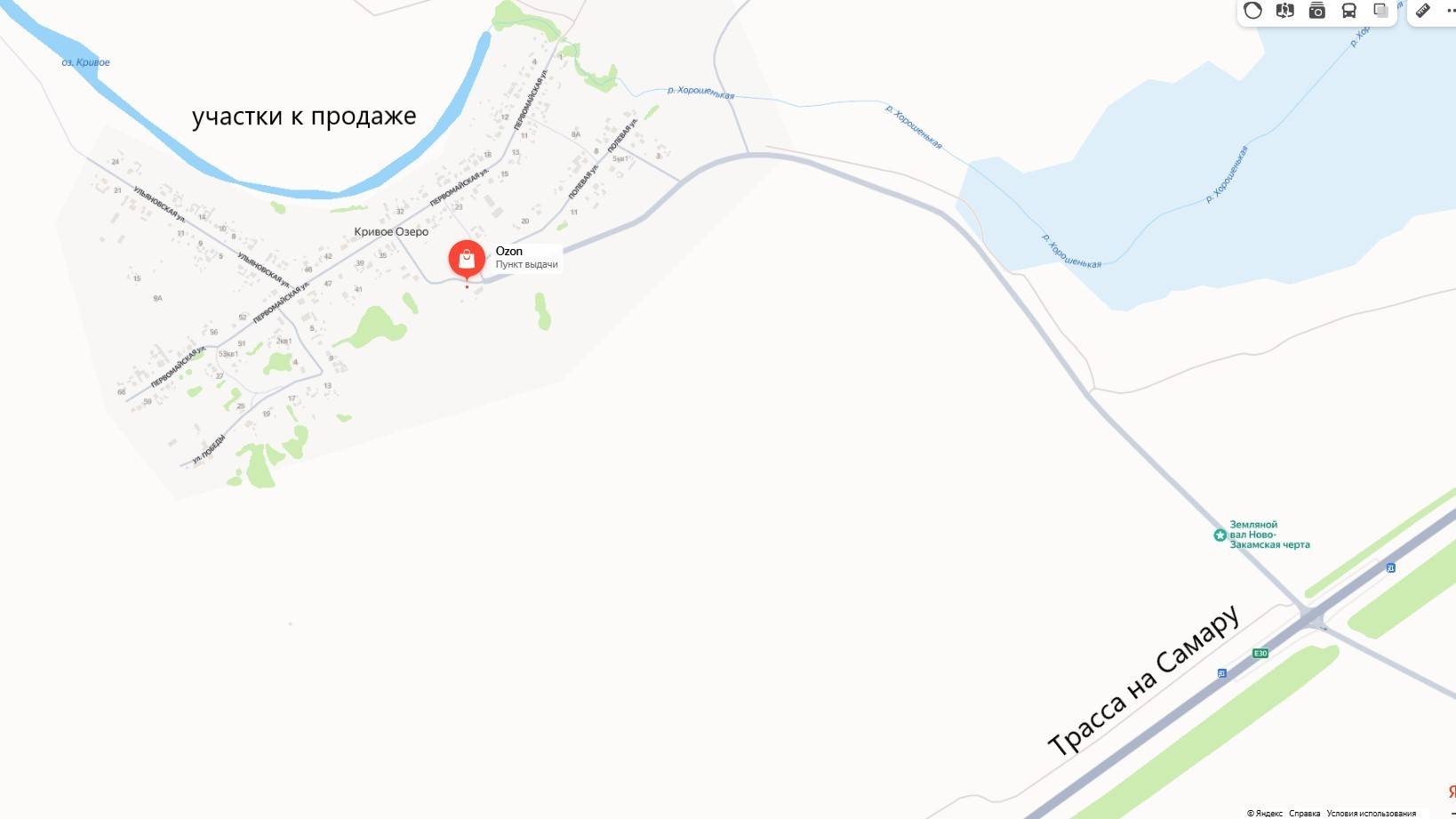 Самарская область, Красноярский район, участки у с.Кривое Озеро смотреть онлайн