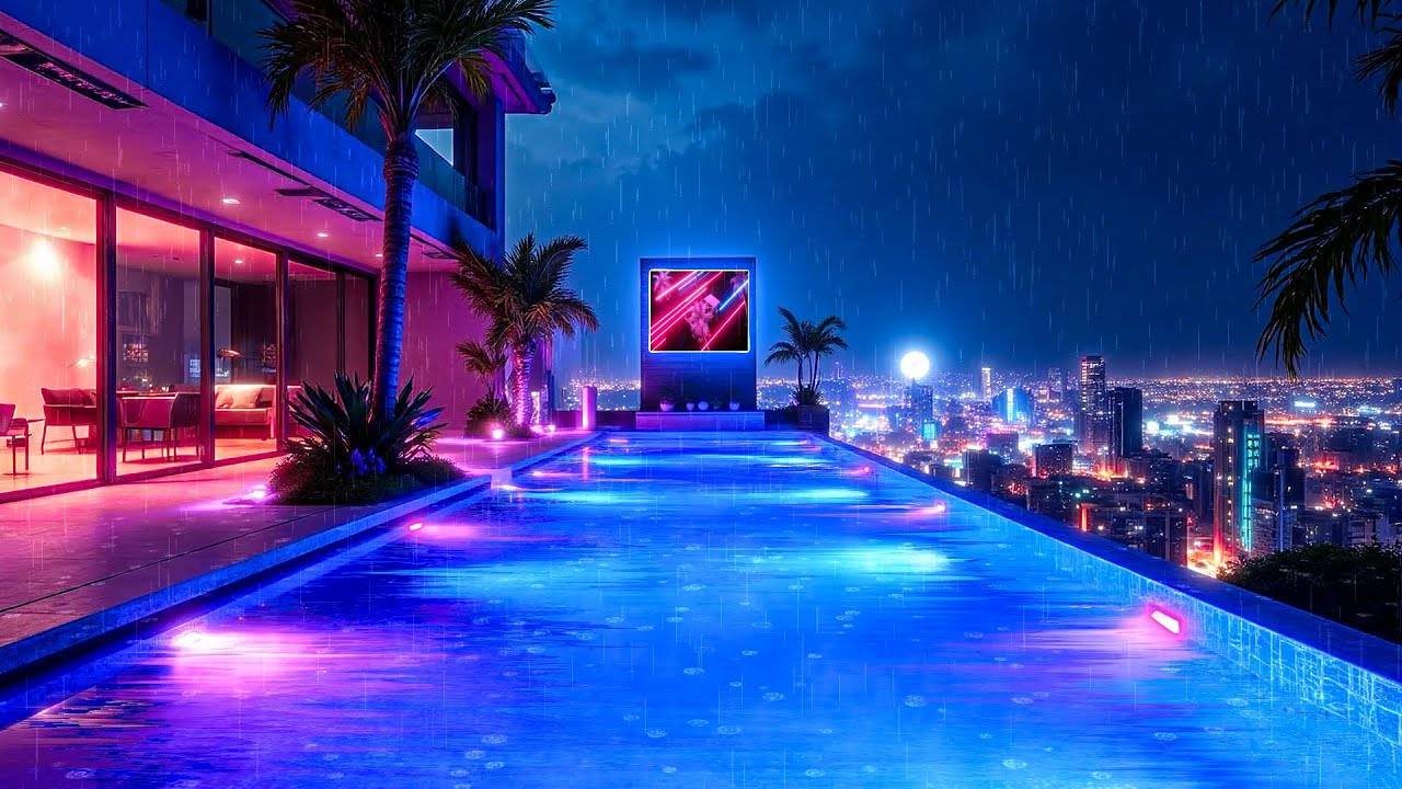 Infinity Pool Vibes 🥼 Lofi Hip Hop Beats Above A Rainy City 🌆 Lofi Rain Playlist смотреть онлайн