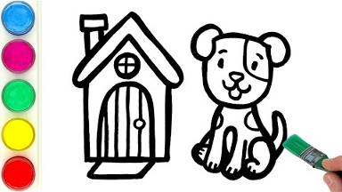 Рисуем собаку и собачью будку. Детям и начинающим смотреть онлайн