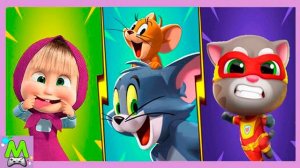 Говорящий Том vs Маша и Медведь vs Том и Джерри.Мультяшные Герои в Гонке на Скорость