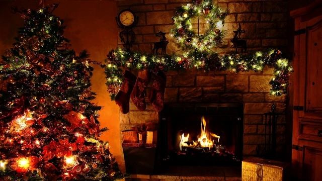 Calm Fireplace Sounds And Ambient Relaxing Music | Fireplace | Holidays | Christmas Video | 3 Hours
