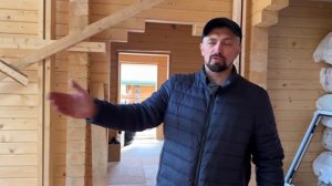 Дом из профилированного бруса с панорамным остеклением и вторым светом.