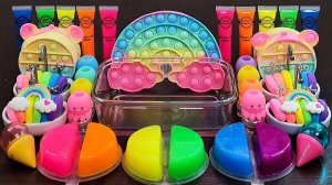 Неоновый Яркий Слайм, смешиваем Неоновый Слайм с Яркой слизью, ASMR